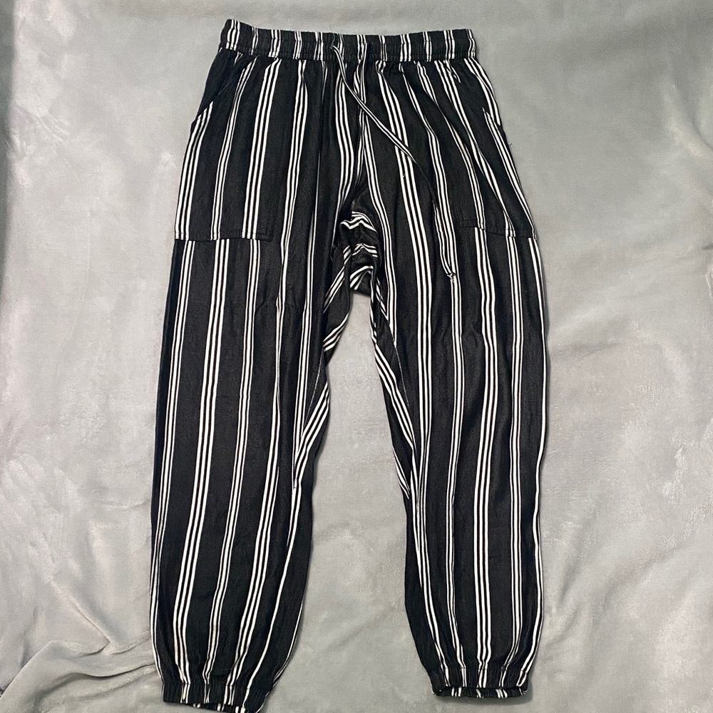 Black and White Striped Pants